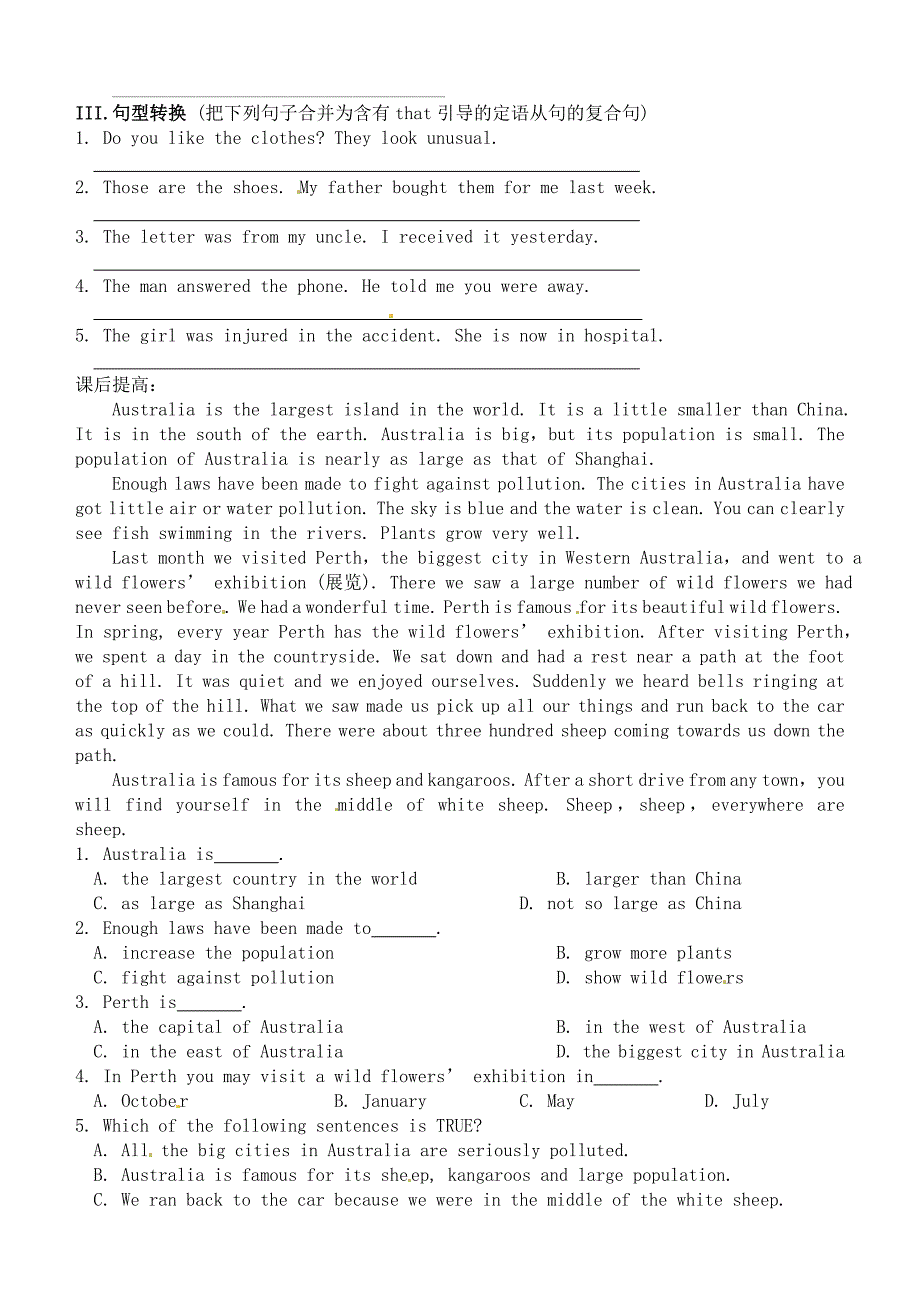 九年级英语上册 module 10 unit 2 the game that they like most is australian football学案 （新版）外研版_第2页