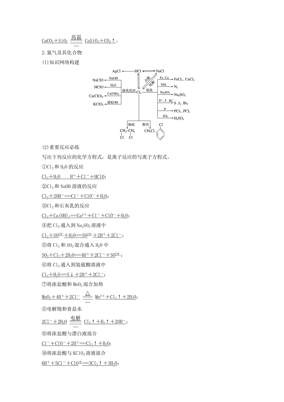 2018高考化学大一轮学考复习考点突破 第四章 非金属及其化合物 本章知识系统及重要化学方程式的再书写检测 新人教版_第2页