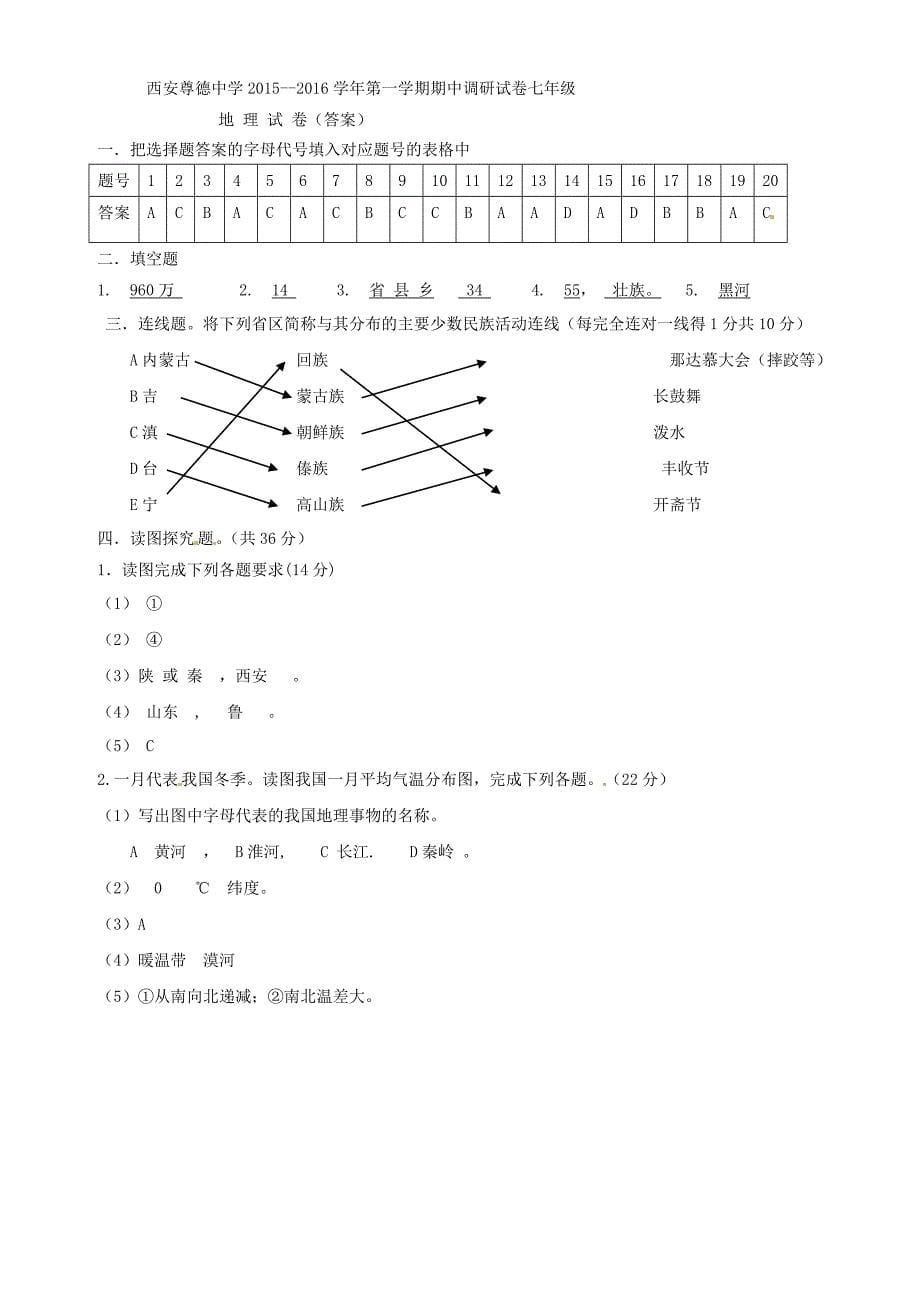 陕西省西安尊德中学2015-2016学年八年级地理上学期期中试题 新人教版_第5页