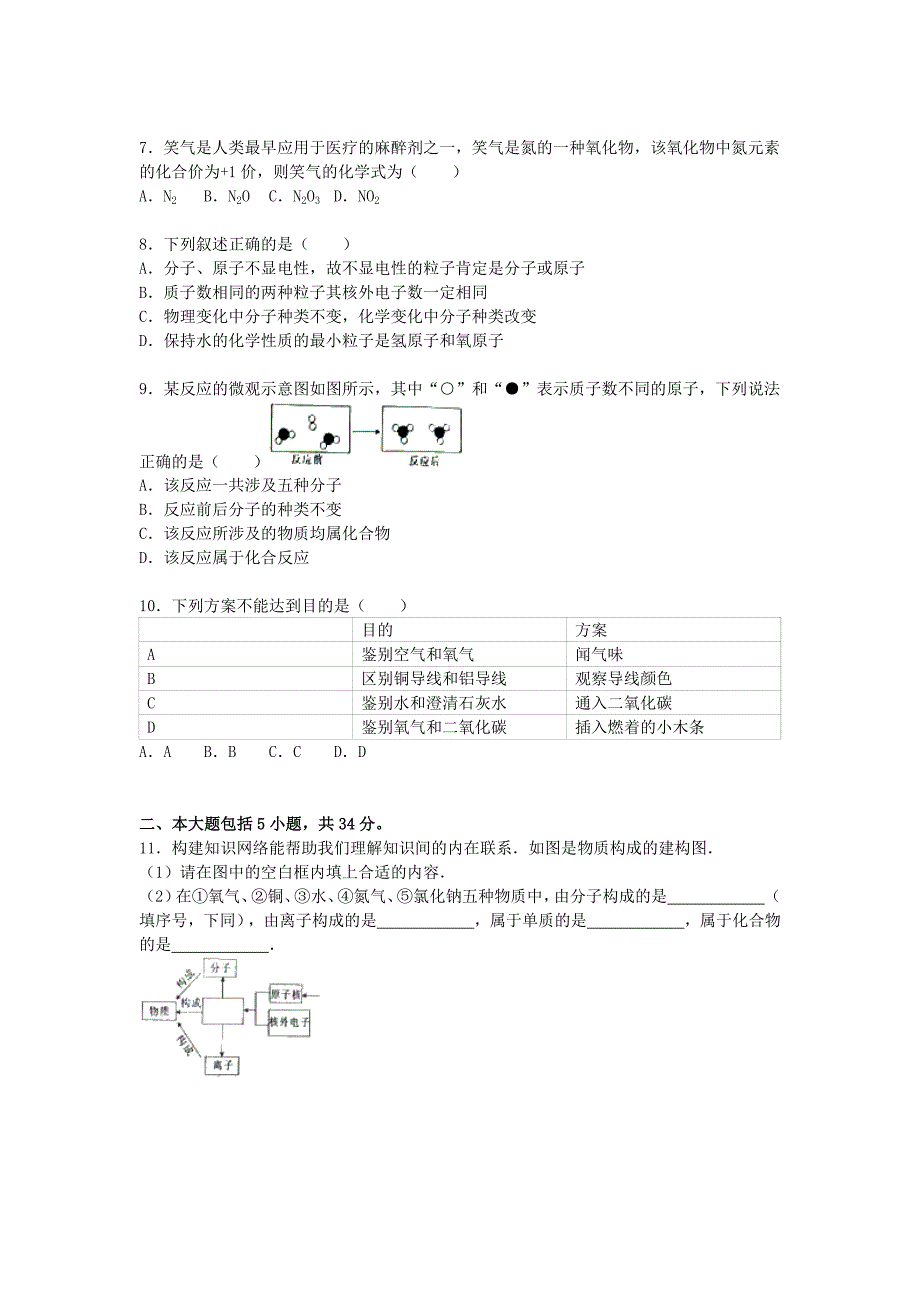 安徽省阜阳市太和县2015-2016学年九年级化学上学期期中试题（含解析) 新人教版_第2页