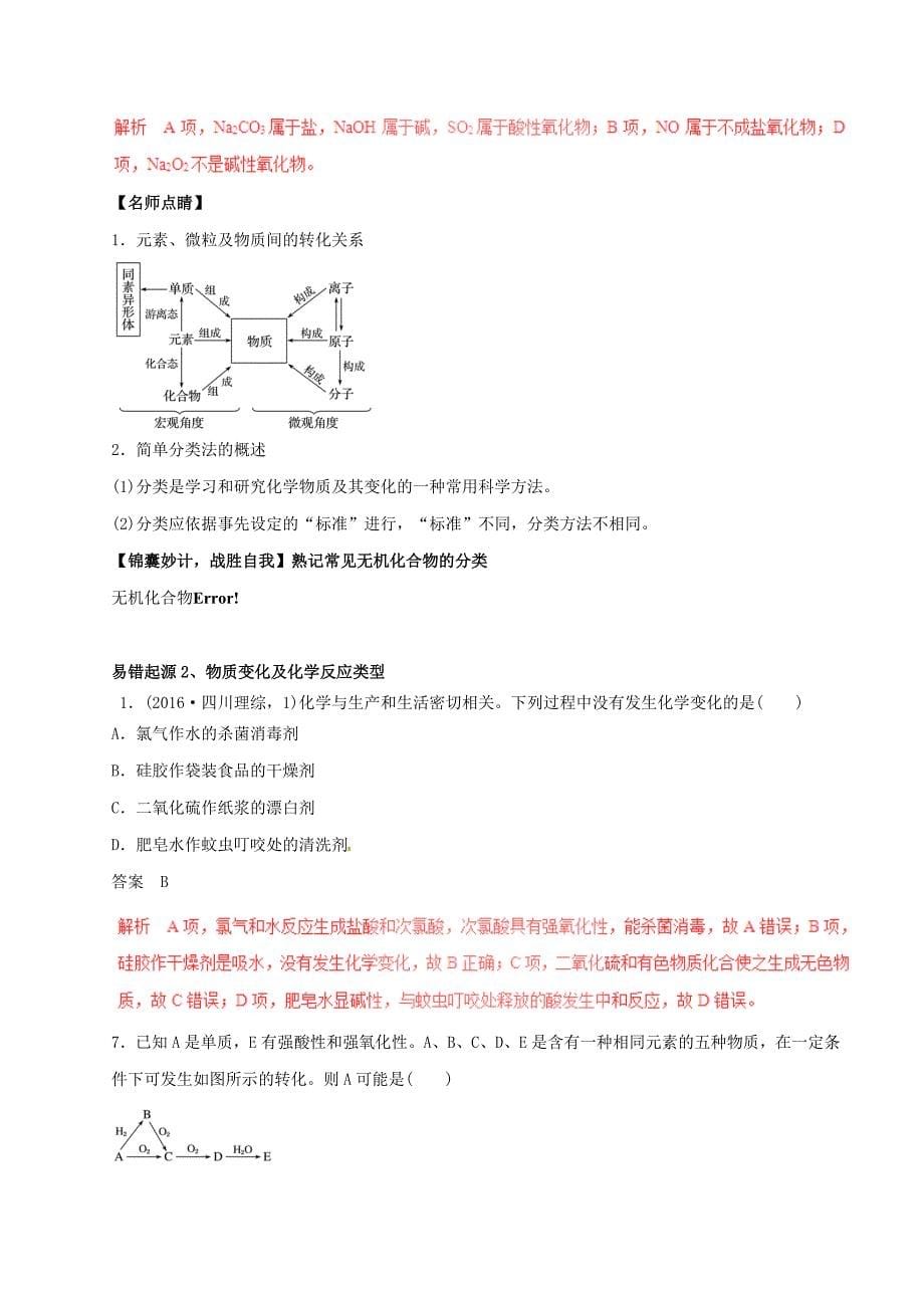 2017年高考化学四海八荒易错集专题01物质的组成分类和性质_第5页