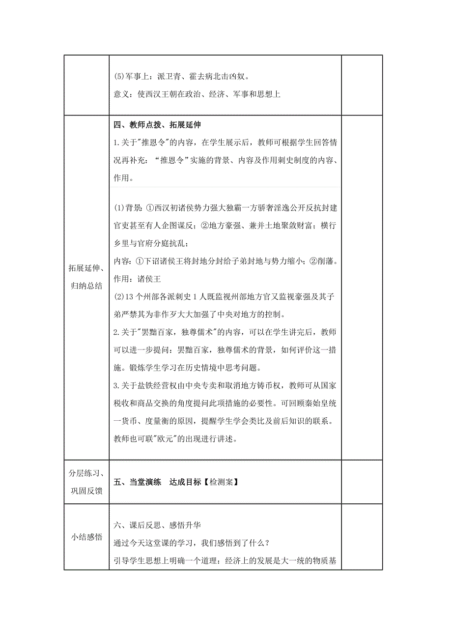 (秋)七年级历史上册第三单元秦汉时期统一多民族国家的建立和巩固第12课汉武帝巩固大一统王朝教案2新人教版_第3页