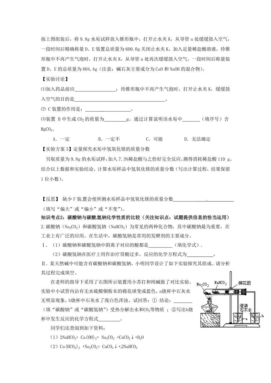 江苏省盐城市亭湖新区实验学校2015届中考化学专题复习六 科学探究提醒举例_第2页