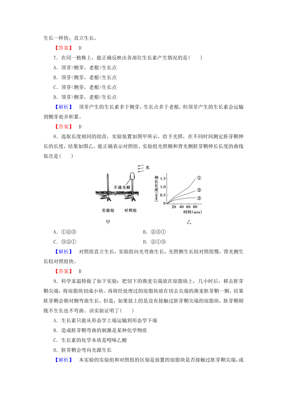 2016-2017学年高中生物第3章植物的激素调节第1节植物生长素的发现学业分层测评新人教版必修_第3页