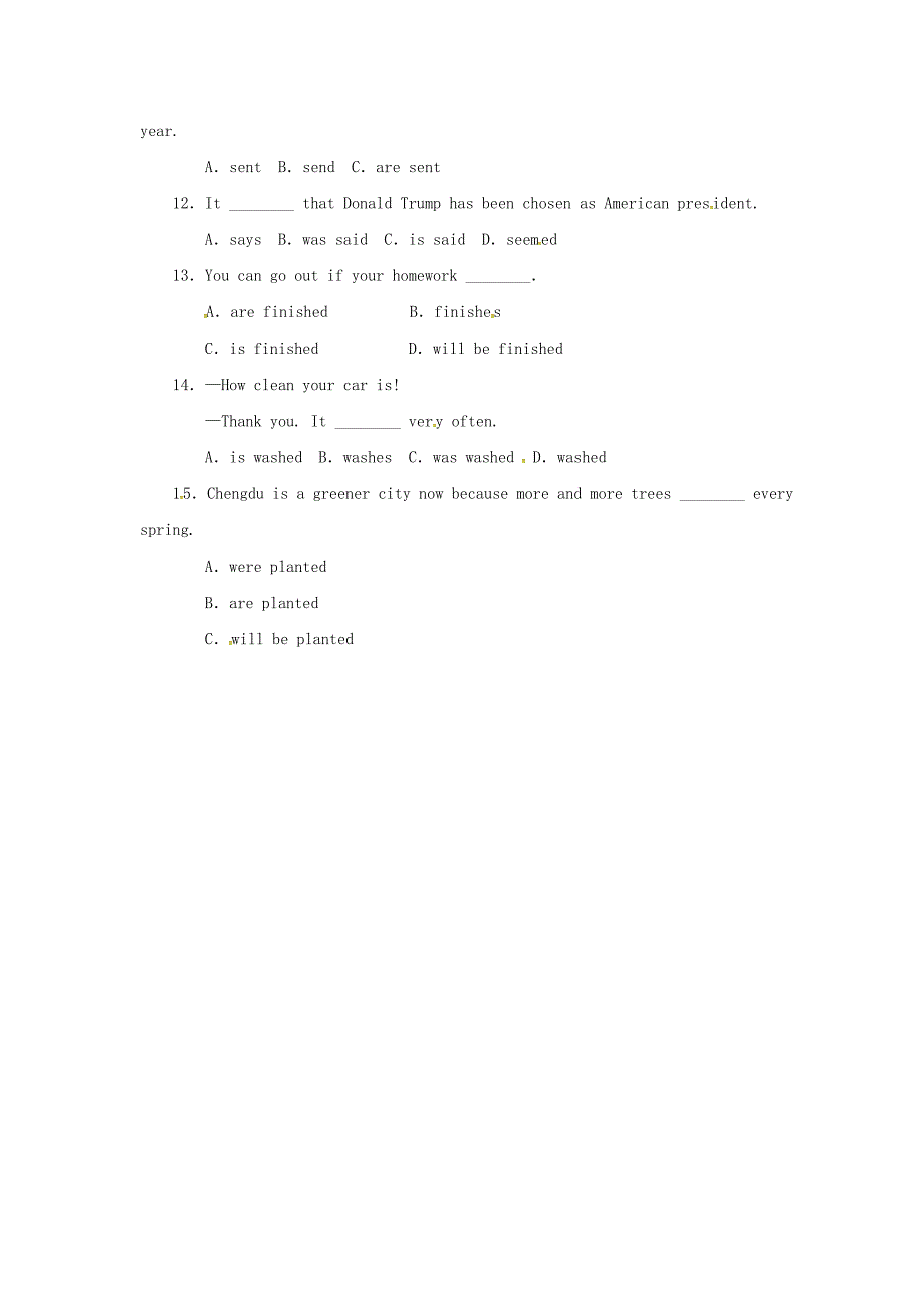 2017秋九年级英语全册 unit 5 what are the shirts made of section a（grammar focus-4c）课后作业题 （新版）人教新目标版_第2页