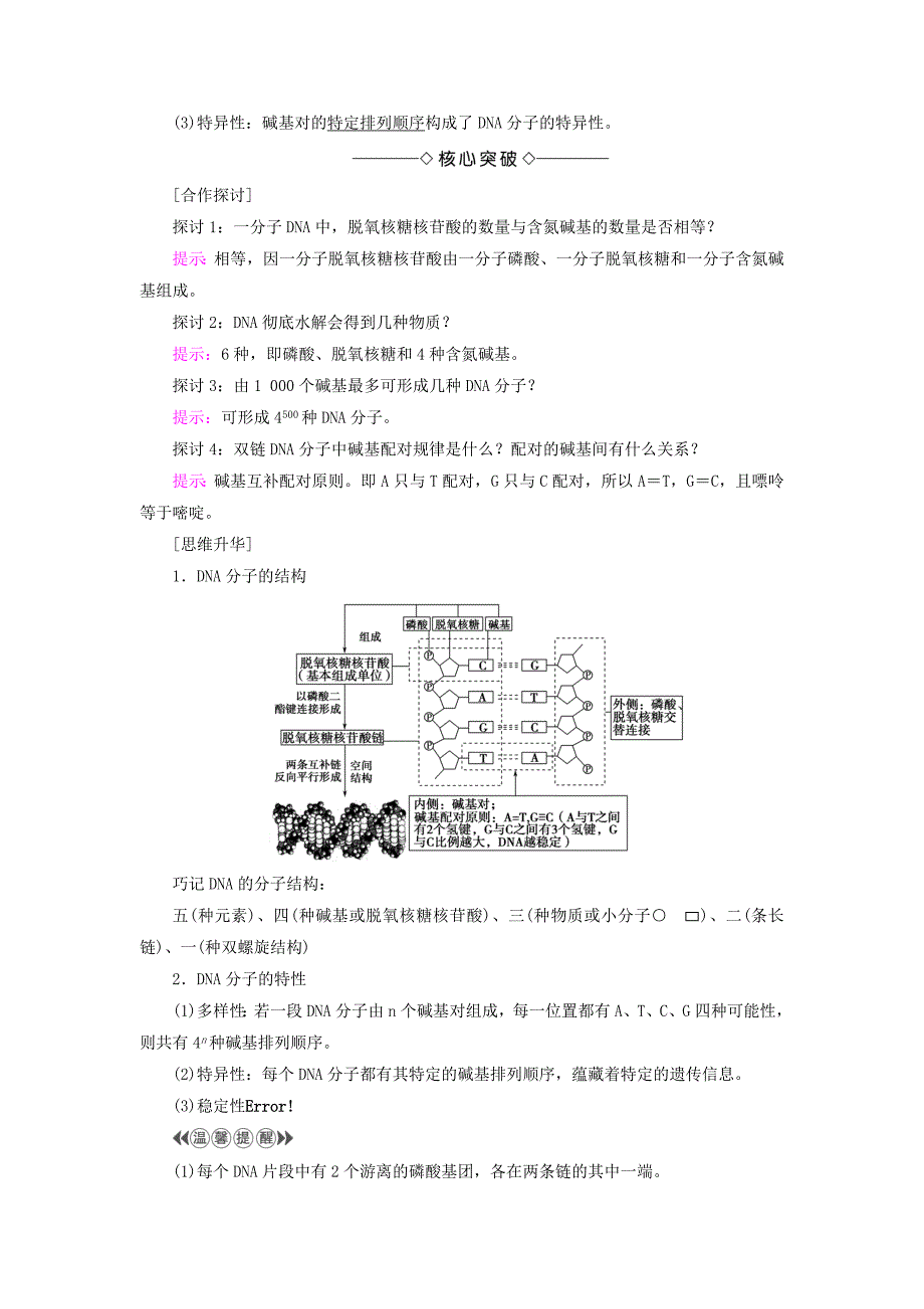 2016-2017版高中生物第3单元遗传与变异的分子基础第1章遗传的物质基础第2节dna的分子结构学案中图版必修_第2页