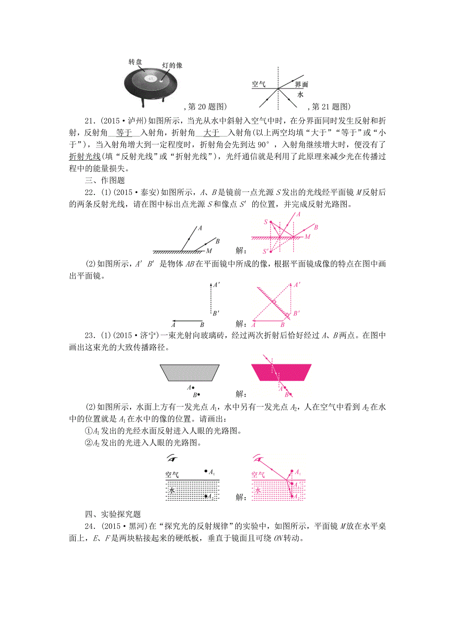 山西省2016中考物理 考点跟踪突破 第四讲 光现象_第4页