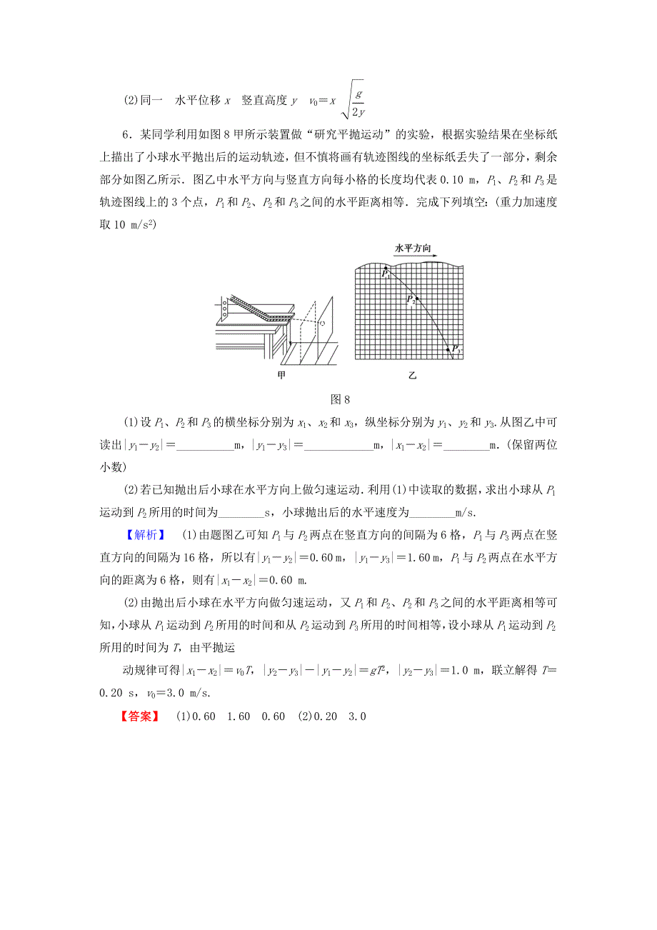 2016-2017学年高中物理第3章抛体运动实验：探究平抛运动的规律学业分层测评鲁科版必修_第4页