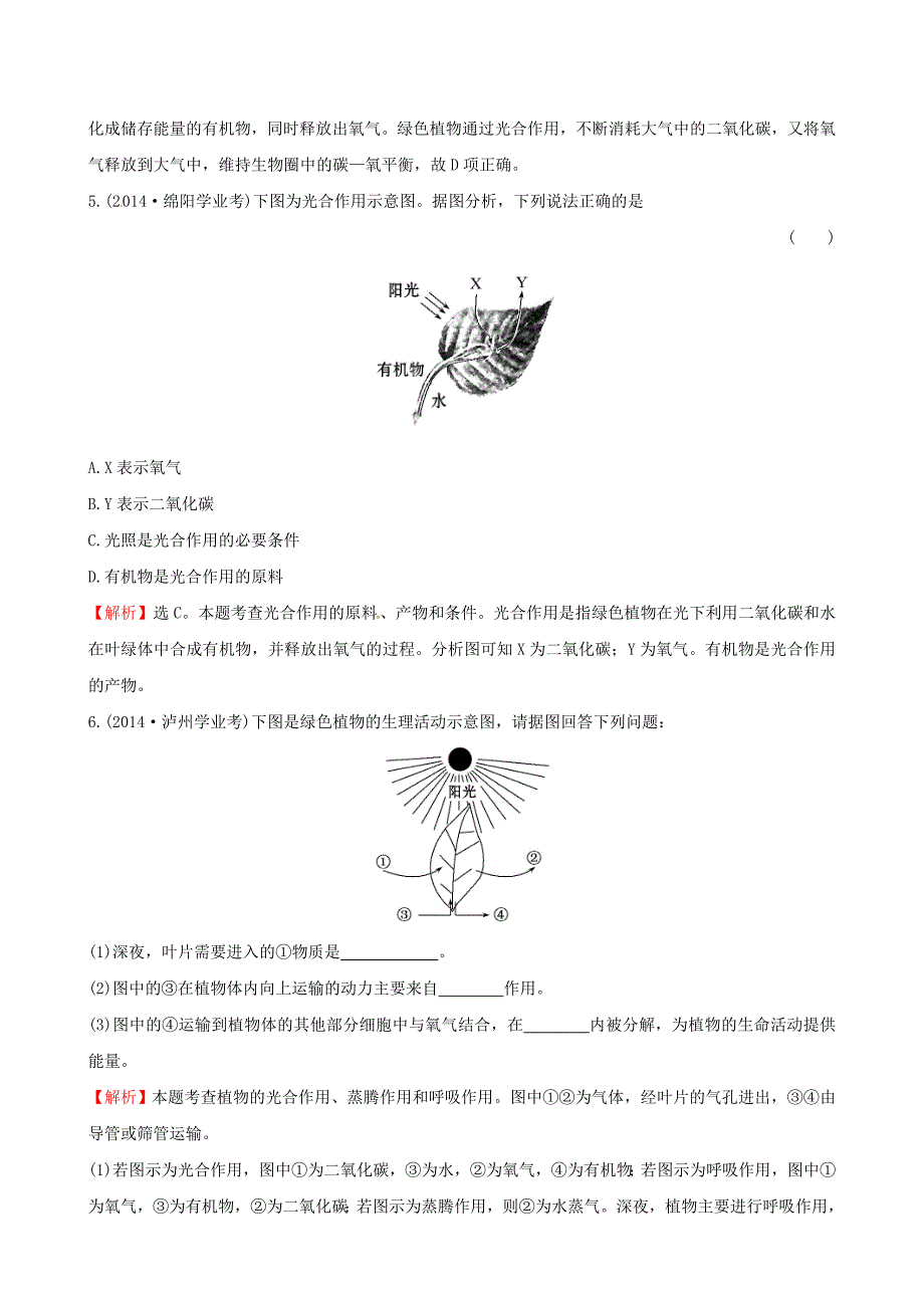 七年级生物上册（真题体验+把脉中考)第三单元 第4-6章试题（含解析)（新版)新人教版_第2页