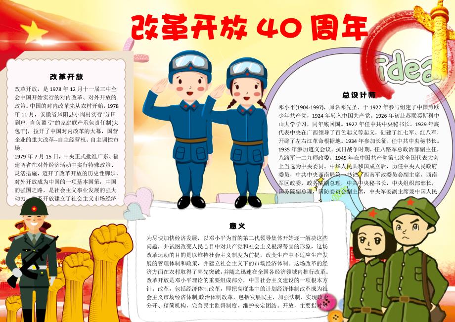 小报：改革开放40周年小报电子小报手抄报word小报_第1页
