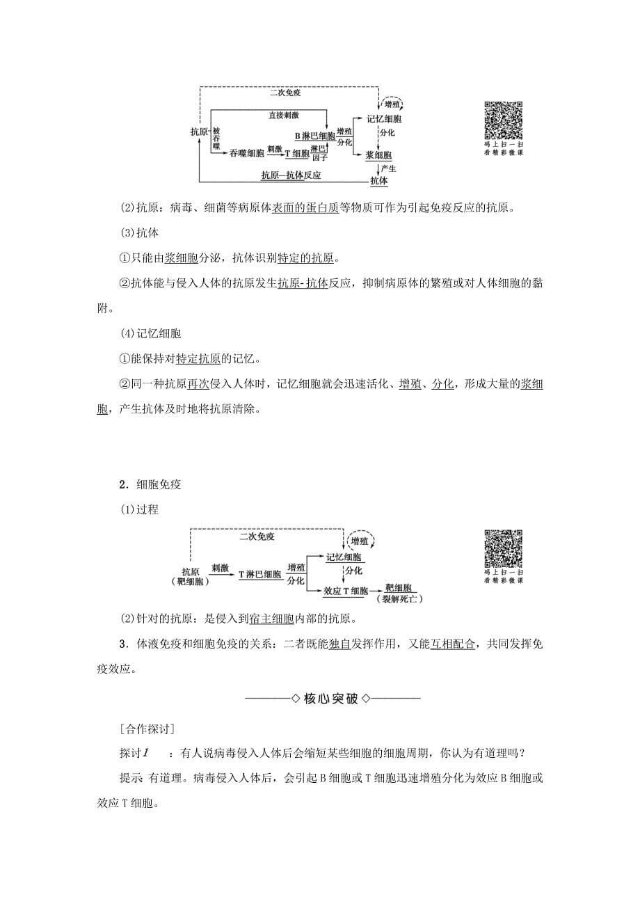 高中生物第二章生物个体的稳态2.1人体的稳态第4课时免疫调节对人体稳态的维持免疫失调引起的疾病学案苏教版必修3_第5页