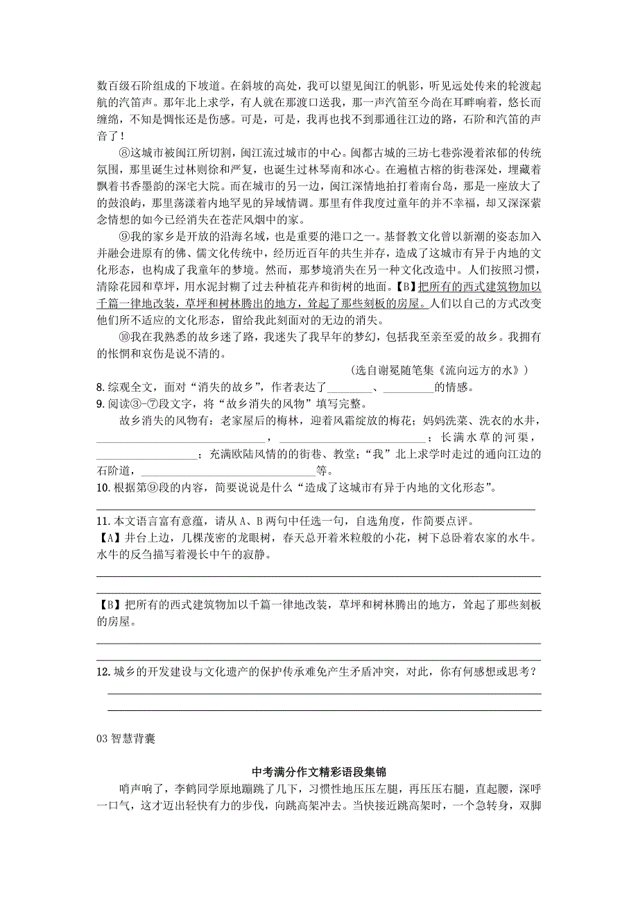 安徽省合肥市育英学校2016届九年级语文下册 3 祖国啊，我亲爱的祖国习题 新人教版_第4页