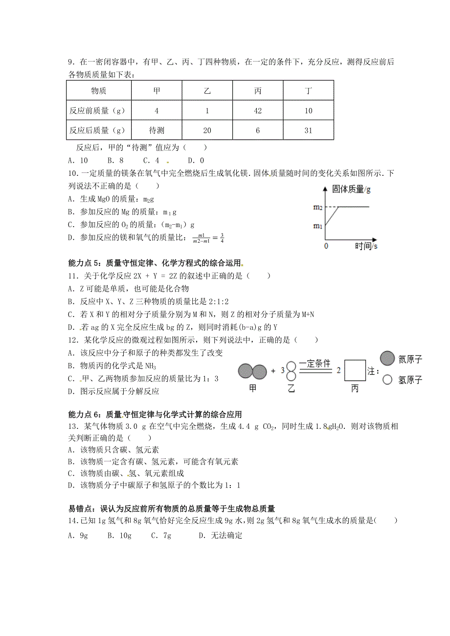 广东省河源中国教育学会中英文实验学校2016届九年级化学上册 第5单元 课题1《质量守恒定律》练习（新版)新人教版_第2页