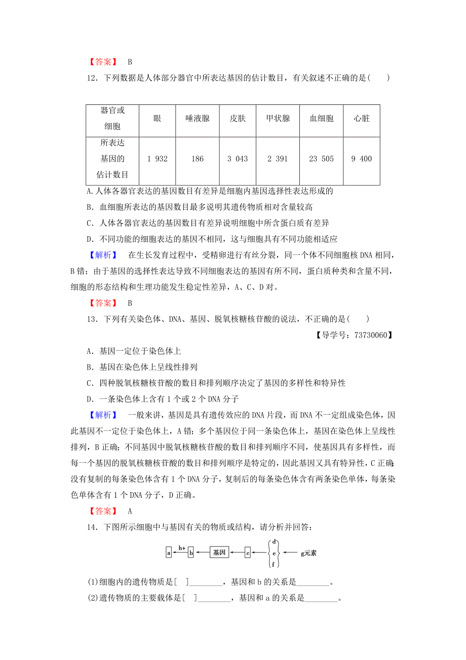 2016-2017版高中生物第3单元遗传与变异的分子基础第2章基因对性状的控制第1节认识基因学业分层测评中图版必修_第4页