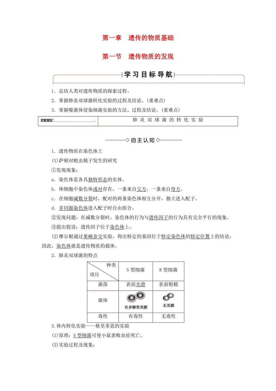 2016-2017版高中生物第3单元遗传与变异的分子基础第1章遗传的物质基础第1节遗传物质的发现学案中图版必修_第1页