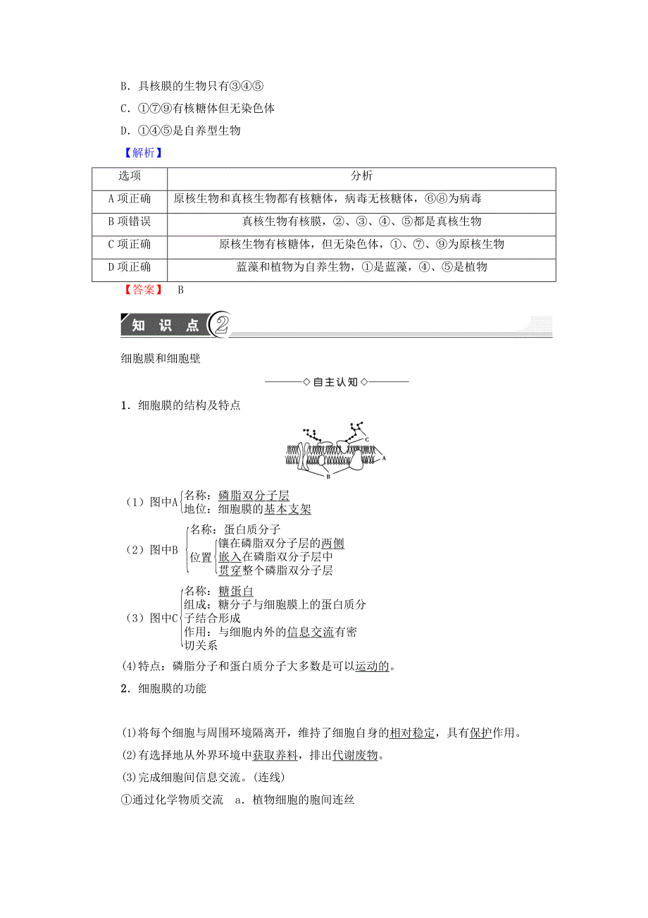 2016-2017学年高中生物第3章细胞的结构和功能第2节细胞的类型和结构第1课时原核细胞和真核细胞细胞膜和细胞壁学案苏教版必修_第3页