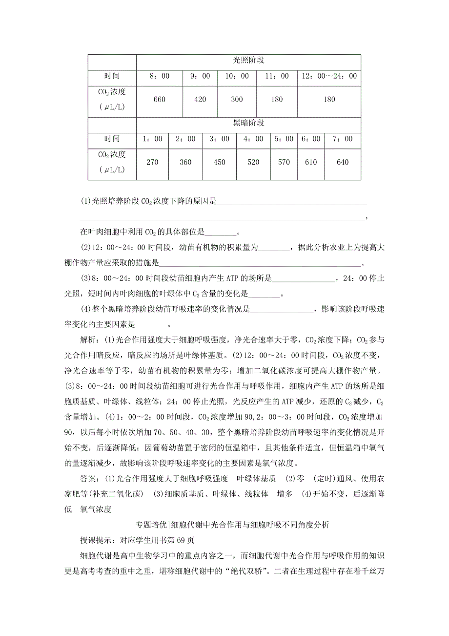 2018版高考生物一轮复习 第三单元 细胞的能量供应和利用 微讲座 细胞呼吸与光合作用关系中的易错点学案 新人教版_第3页