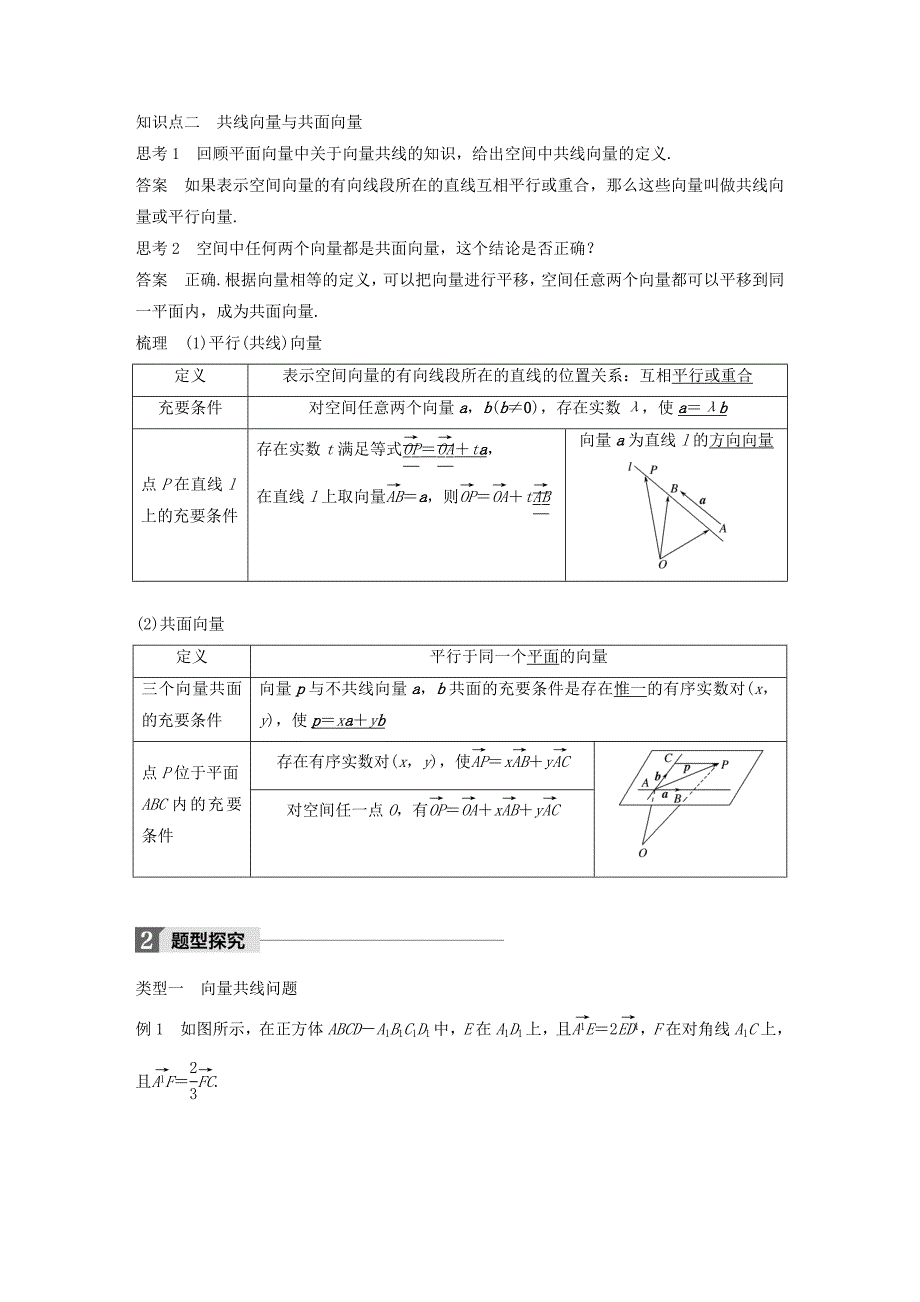 2018版高中数学 第三章 空间向量与立体几何 3.1 空间向量及其运算 3.1.2 空间向量的数乘运算学案 新人教a版选修2-1_第2页