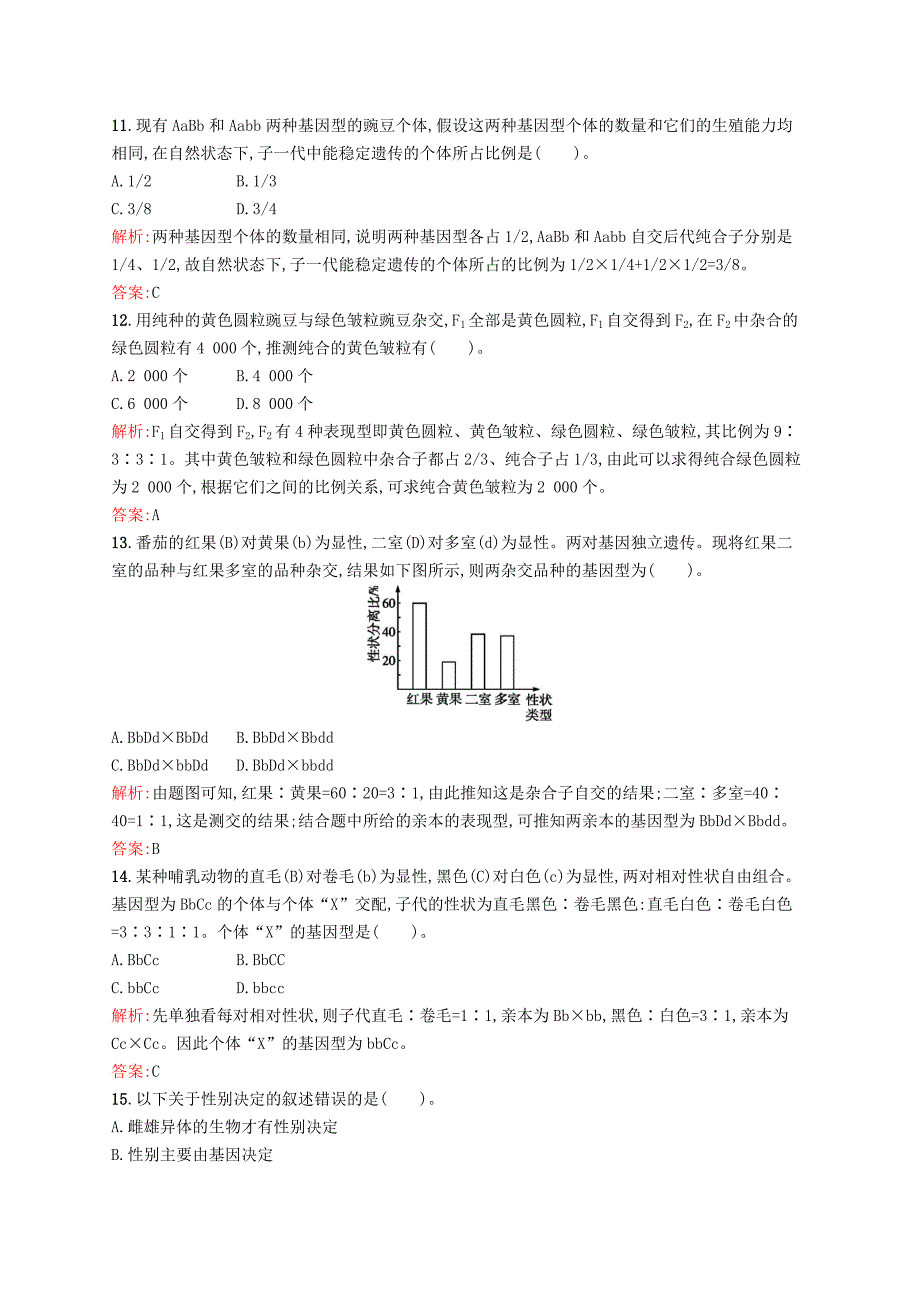 2015-2016学年高中生物 第三章 遗传和染色体单元综合检测 苏教版必修2_第4页