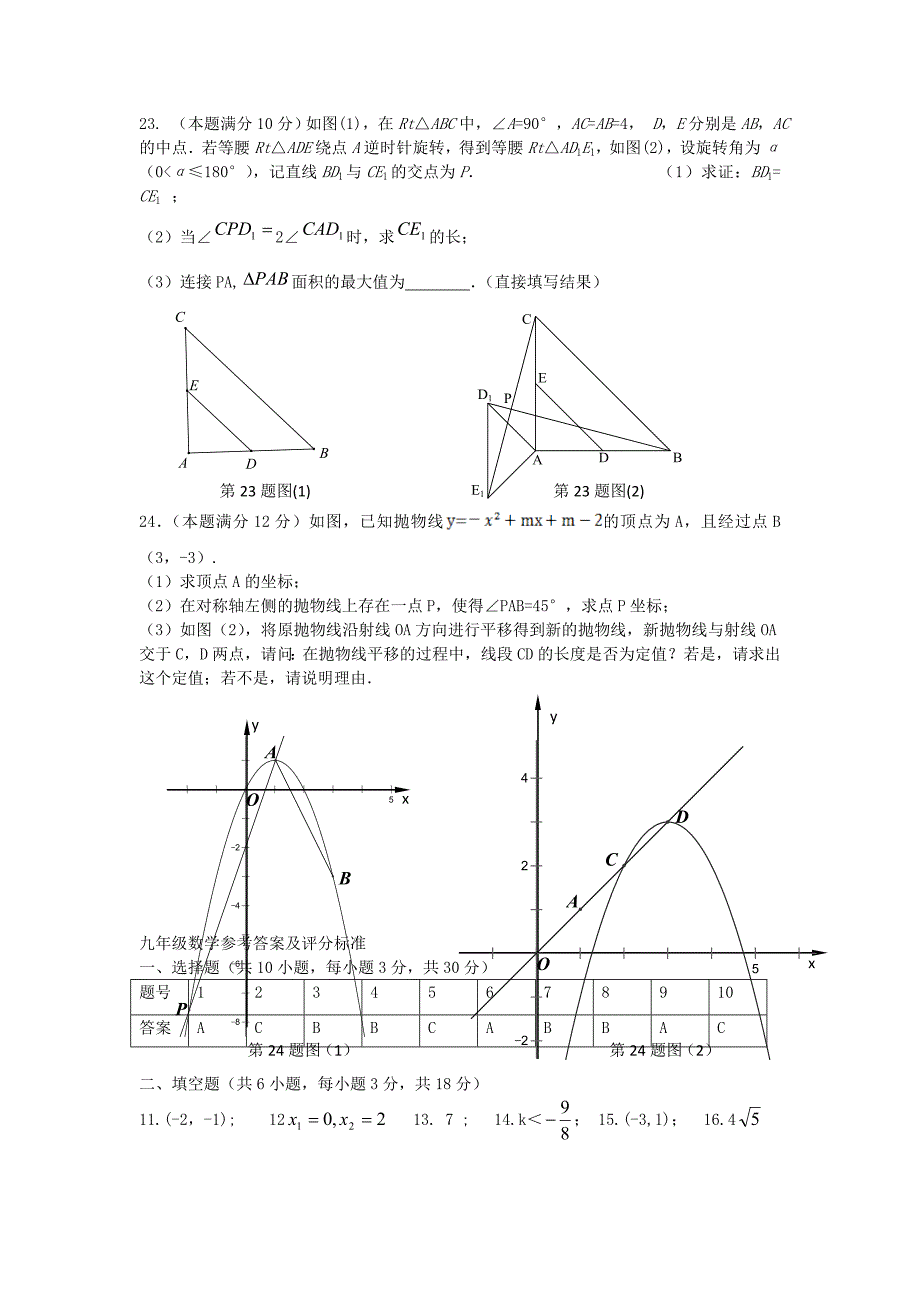 湖北省武汉市部分中学2016届九年级数学上学期期中联考试题 新人教版_第4页