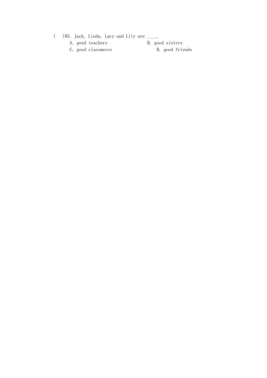 广东省揭阳市揭西县张武帮中学2015-2016学年七年级英语上学期期中试题 北师大版_第5页