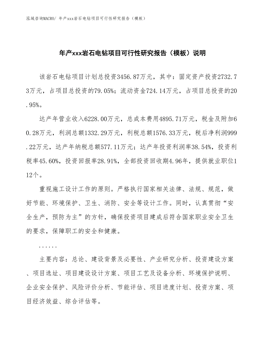 年产xxx岩石电钻项目可行性研究报告（模板）_第2页