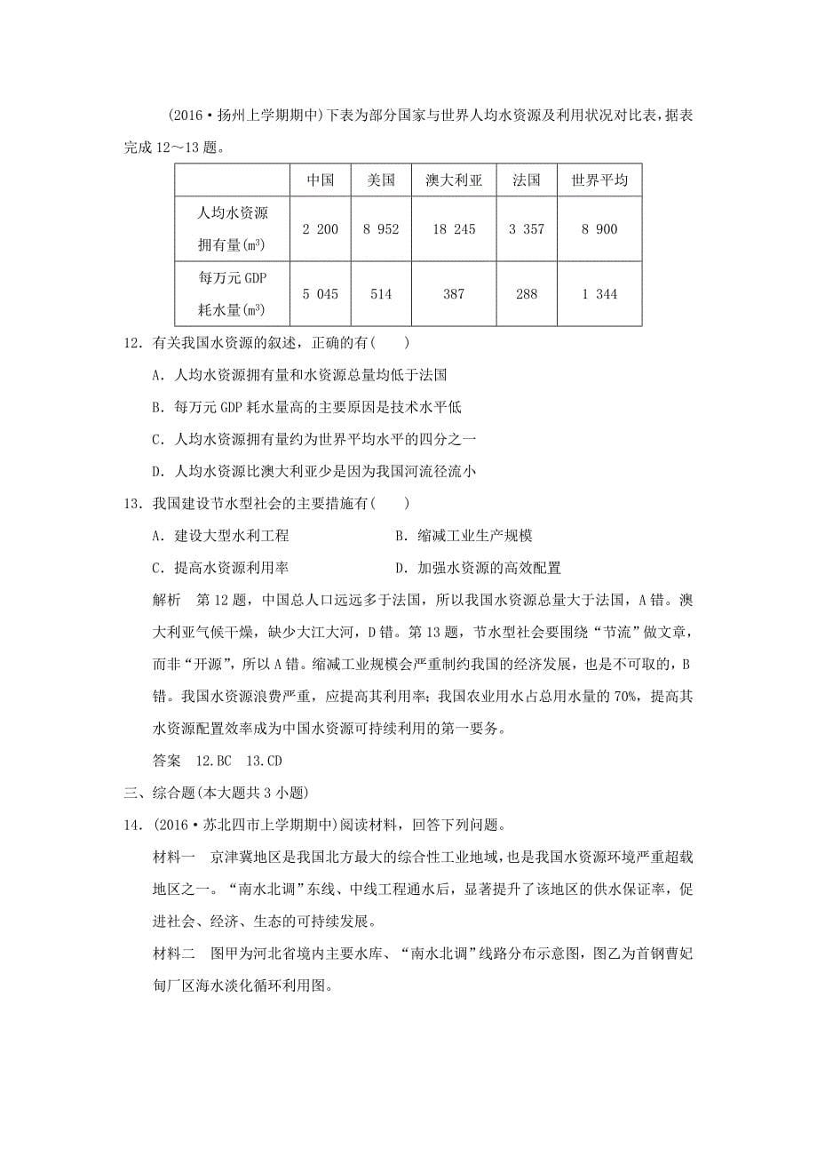 （江苏专用）2017版高考地理一轮复习 第五单元 自然环境对人类活动的影响 第一节 自然资源与人类 鲁教版_第5页