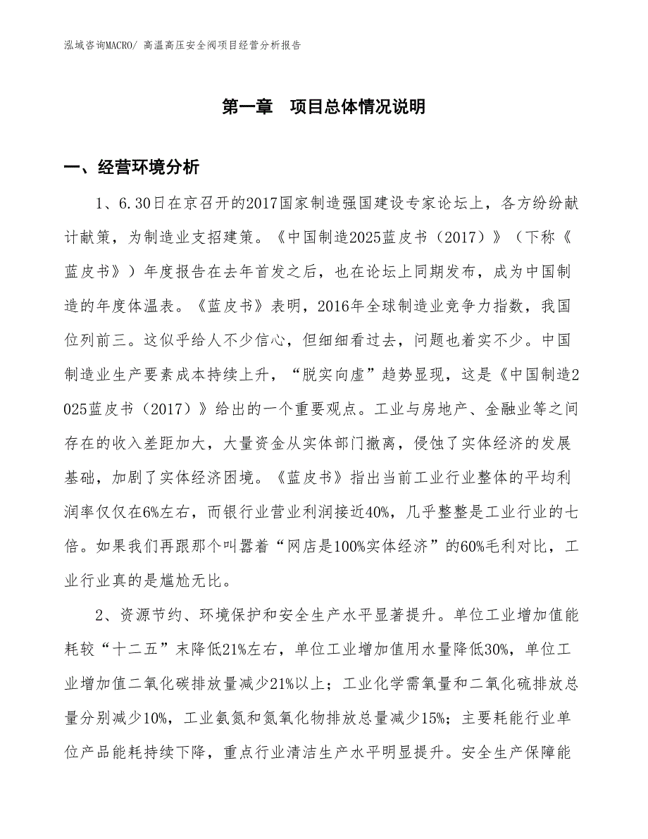 高温高压安全阀项目经营分析报告_第1页