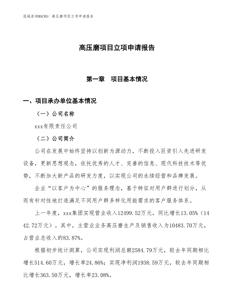 高压磨项目立项申请报告_第1页