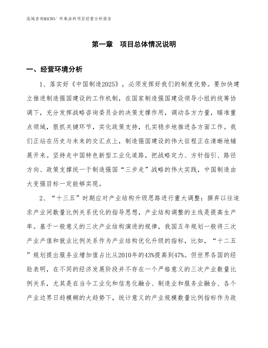 环氧涂料项目经营分析报告_第1页