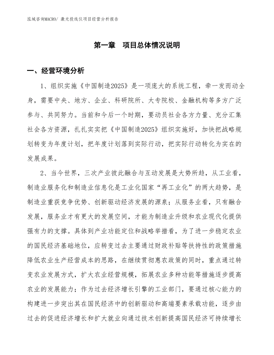 激光投线仪项目经营分析报告_第1页