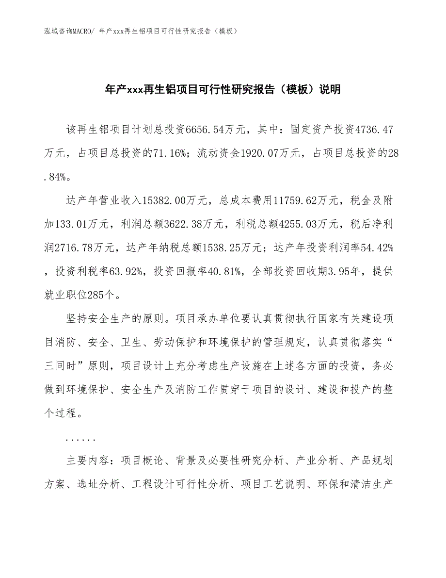 年产xxx再生铝项目可行性研究报告（模板）_第2页