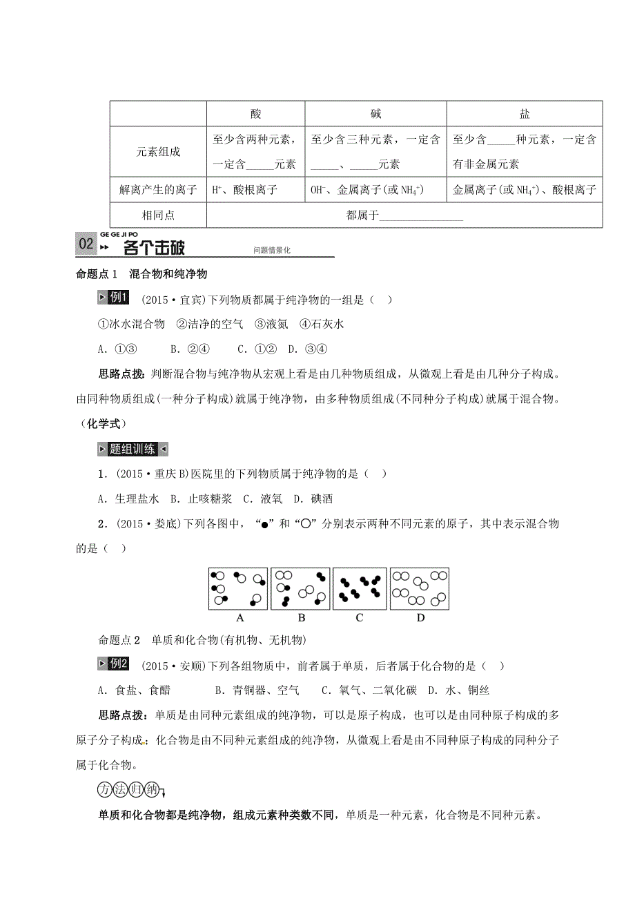 山东省广饶县丁庄镇中心初级中学2016届中考化学一轮复习物质的分类学案无答案_第2页