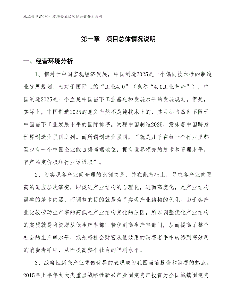 流动合成仪项目经营分析报告_第1页