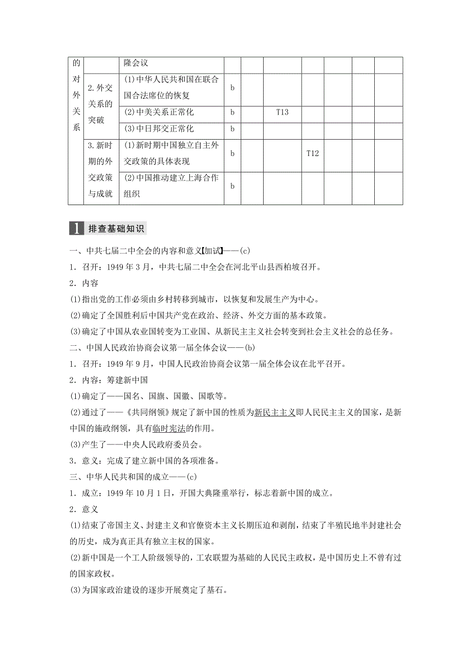 2019版高考历史一轮总复习专题四现代中国的政治建设祖国统一与对外关系考点9现代中国的政治建设学案_第2页