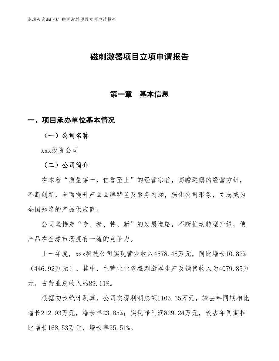 磁刺激器项目立项申请报告 (1)_第1页