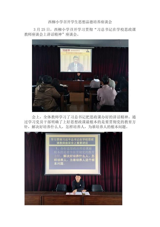 西柳小学召开学生思想品德培养座谈会