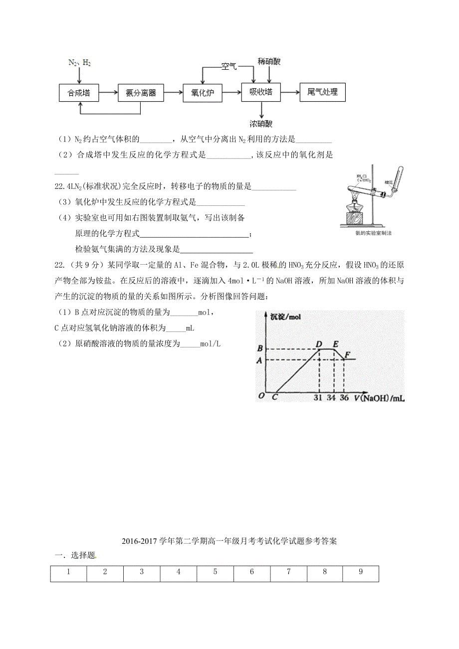 广东省汕头市2016-2017学年高一化学3月月考试题_第5页