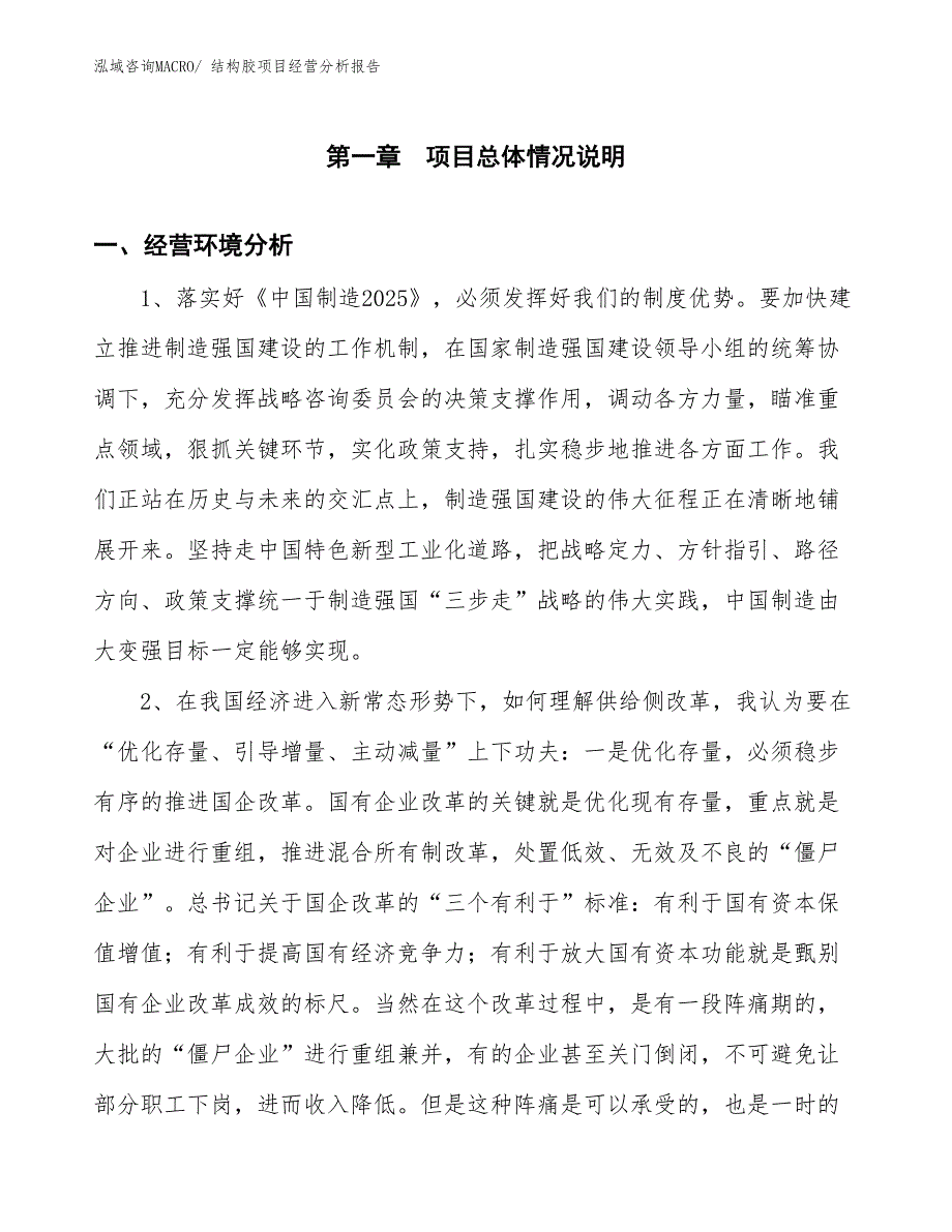 结构胶项目经营分析报告_第1页