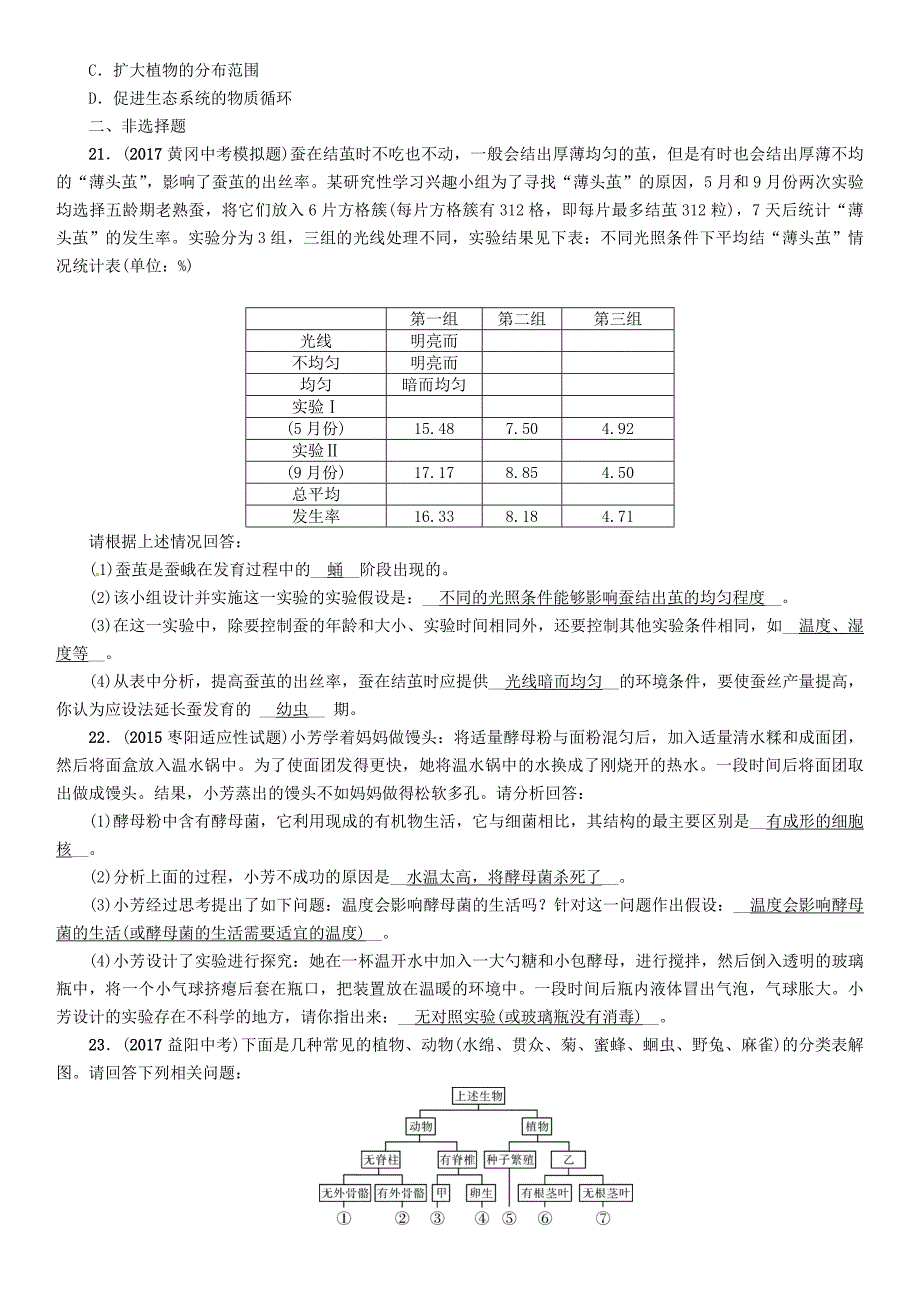 襄阳专版2018年中考生物总复习第2部分重难点过关专题5生物的多样性_第4页