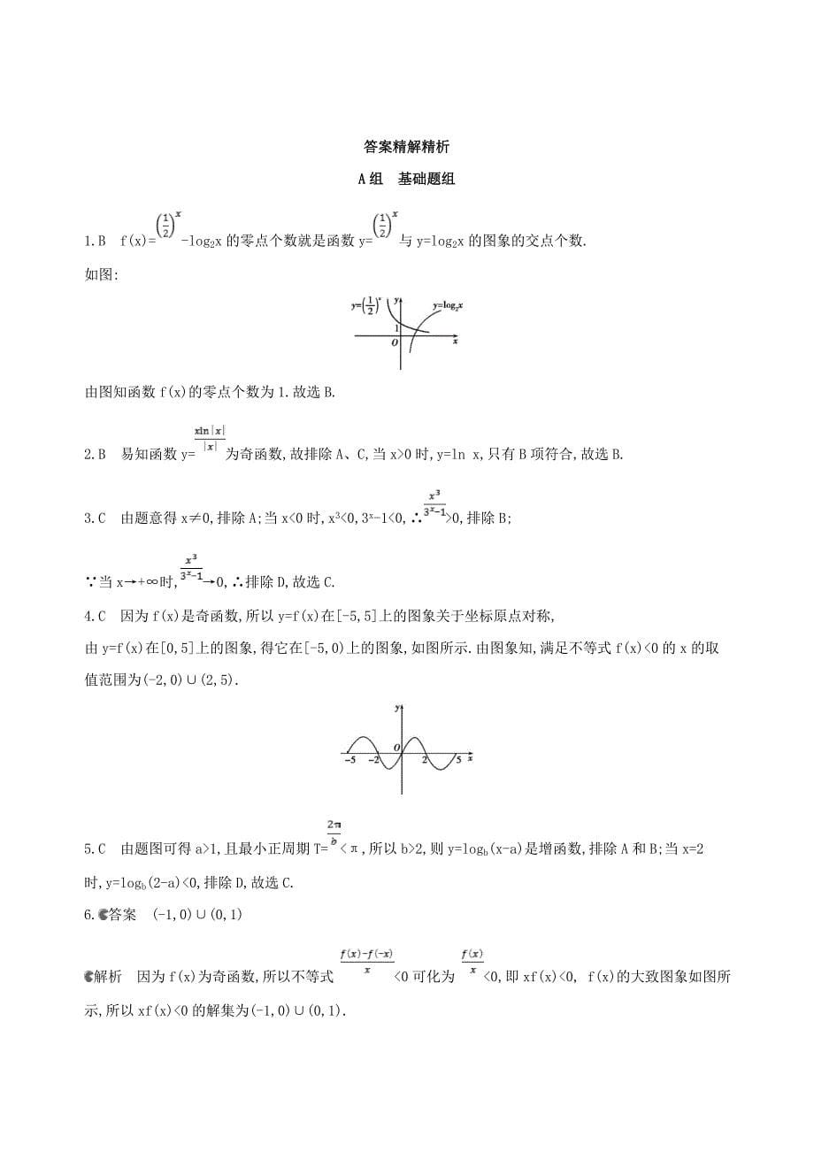 北京专用2019版高考数学一轮复习第二章函数第七节函数的图象夯基提能作业本文_第5页