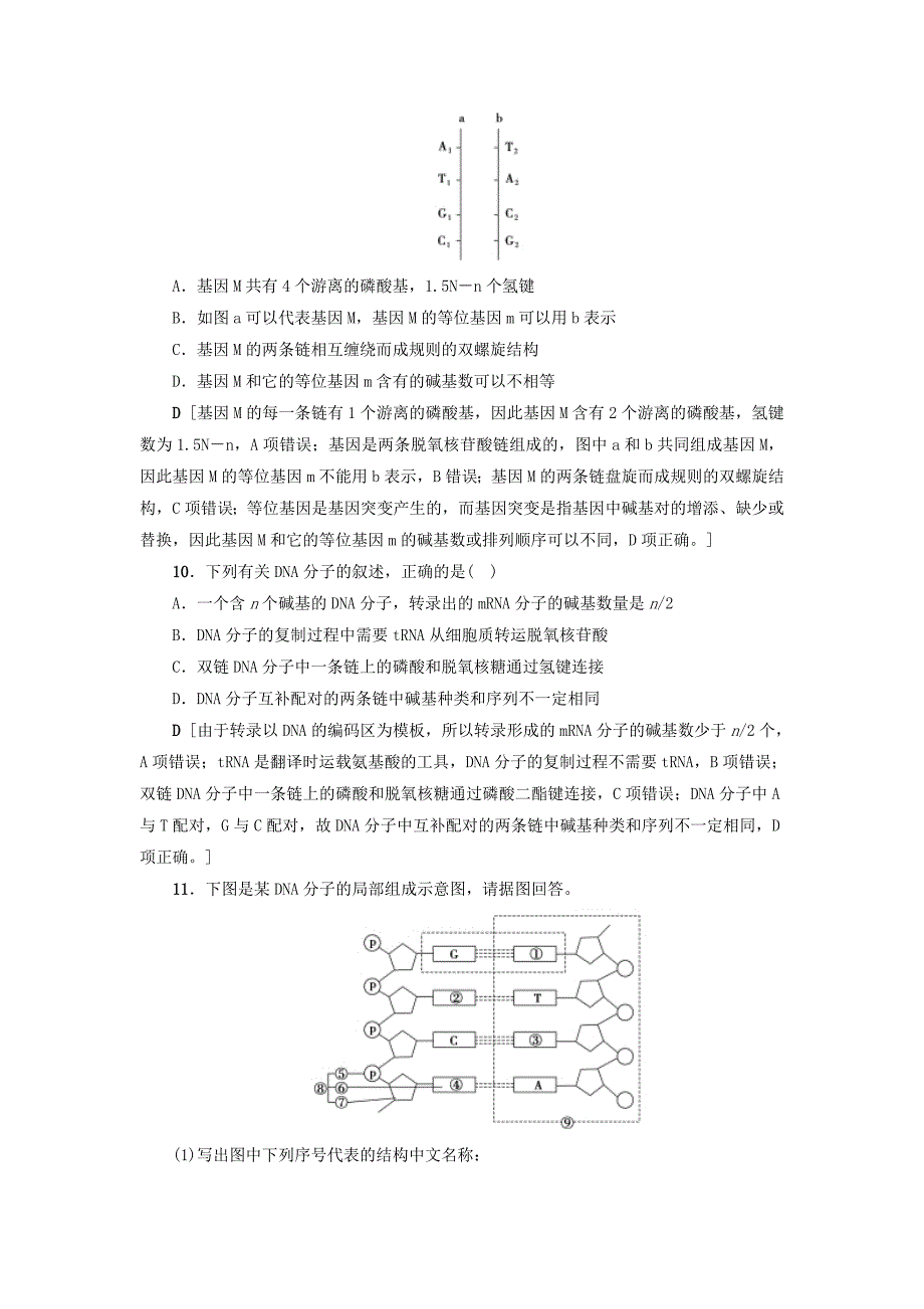 2018届高三生物一轮复习第6单元第2讲dna分子的结构复制与基因的本质分层训练新人教版_第4页