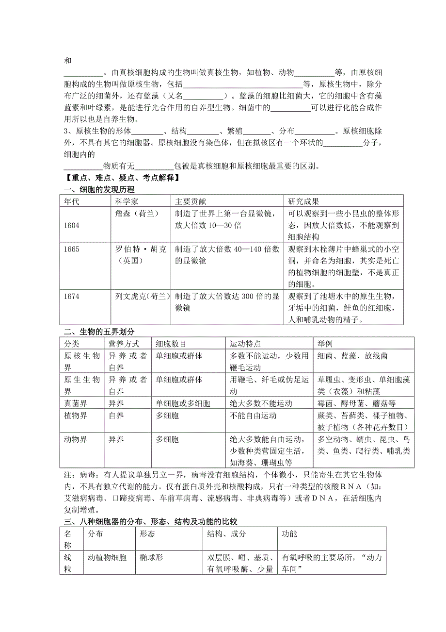 高中生物第一单元有机体中的细胞第一章细胞概述学案中图版_第3页