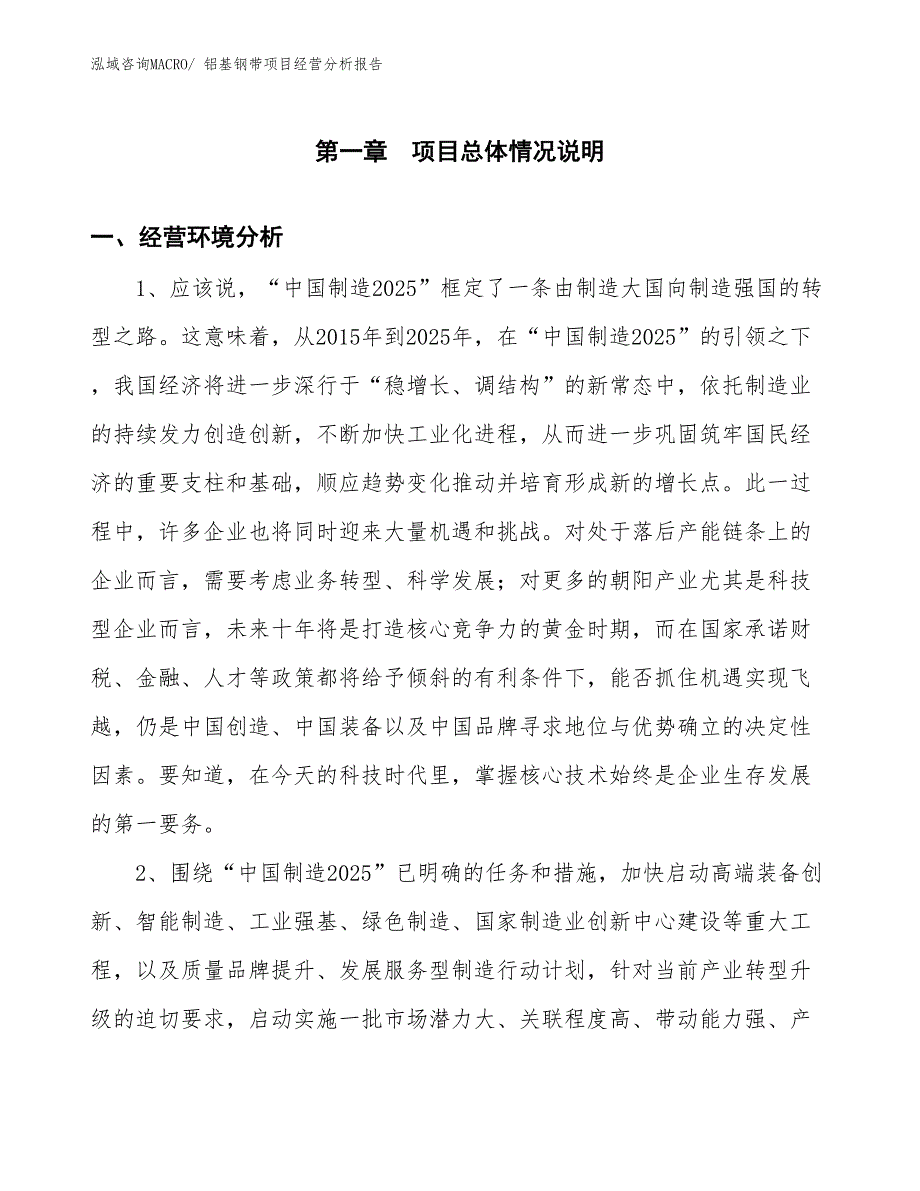 铝基钢带项目经营分析报告_第1页