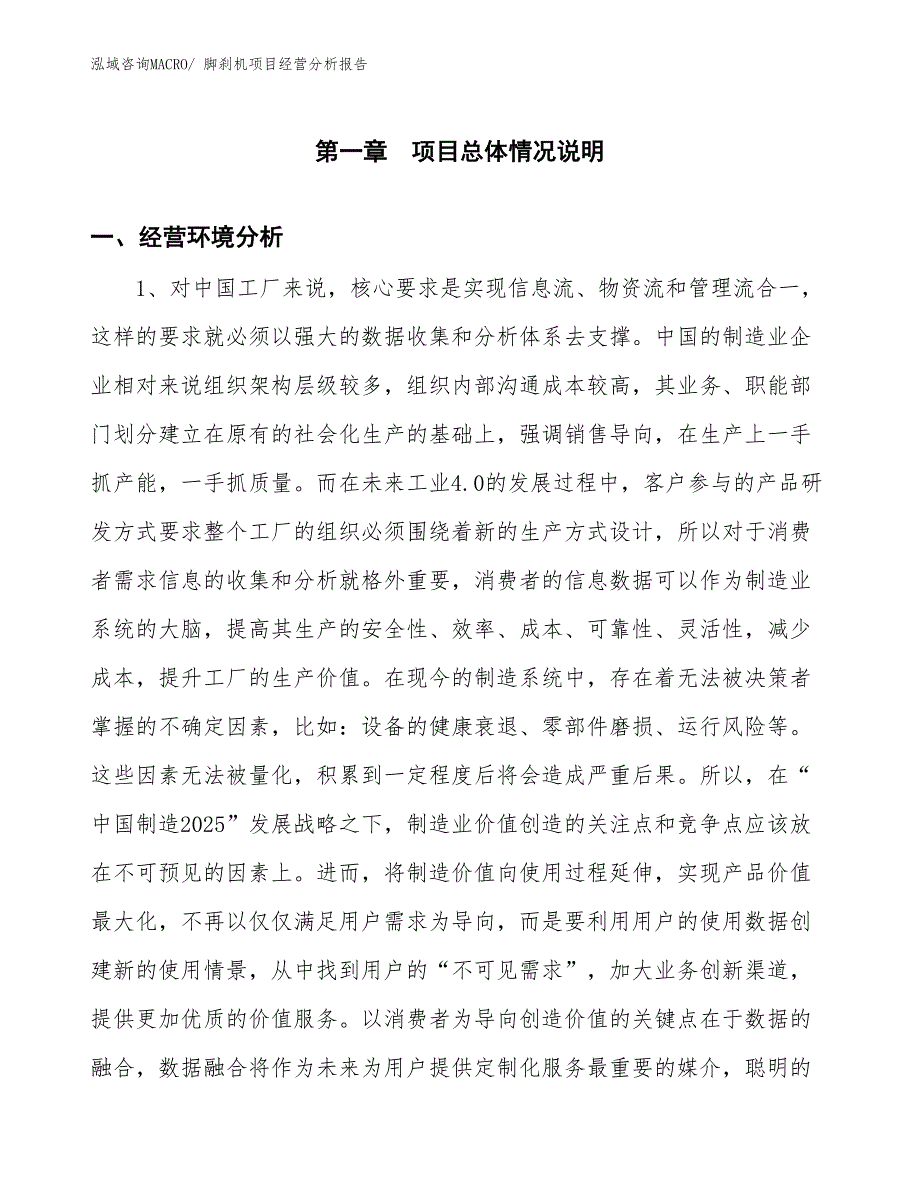 脚刹机项目经营分析报告_第1页