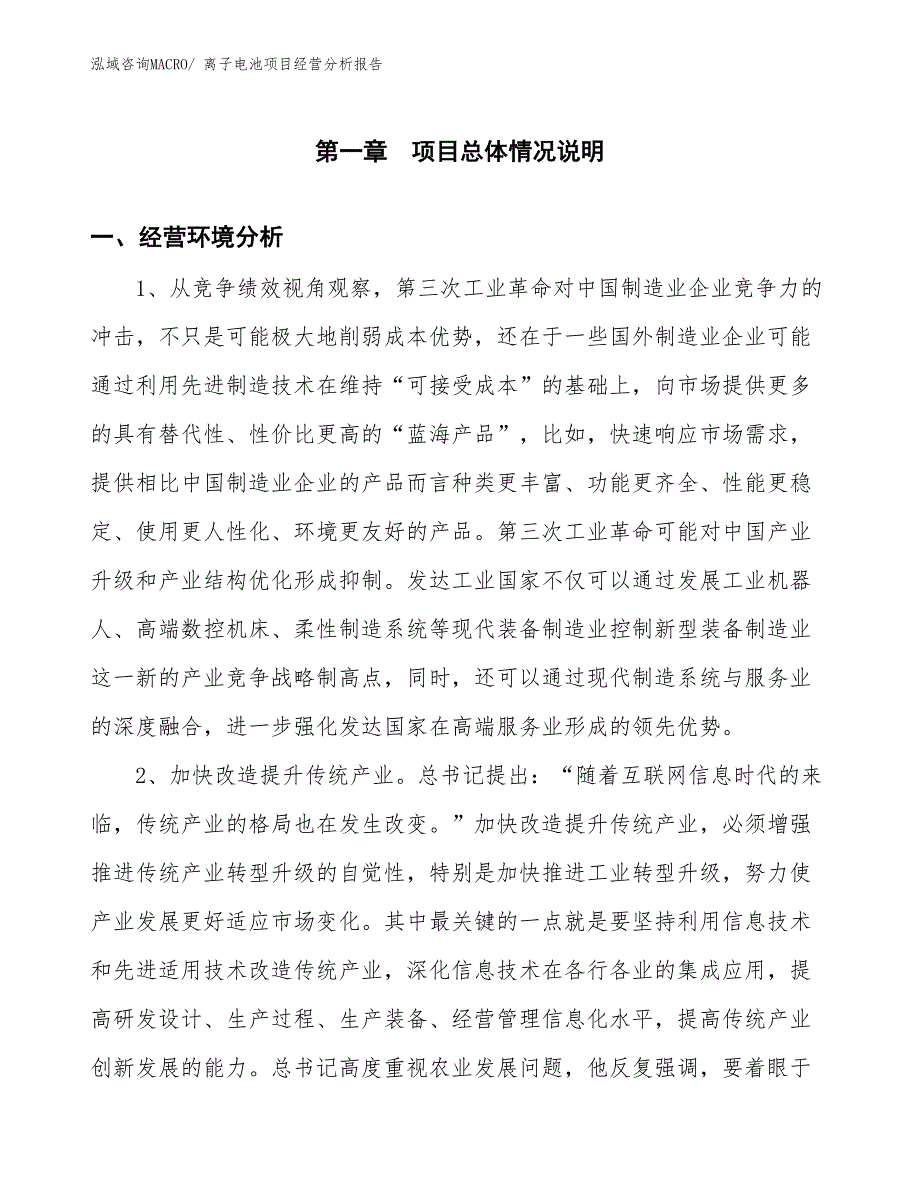 离子电池项目经营分析报告_第1页