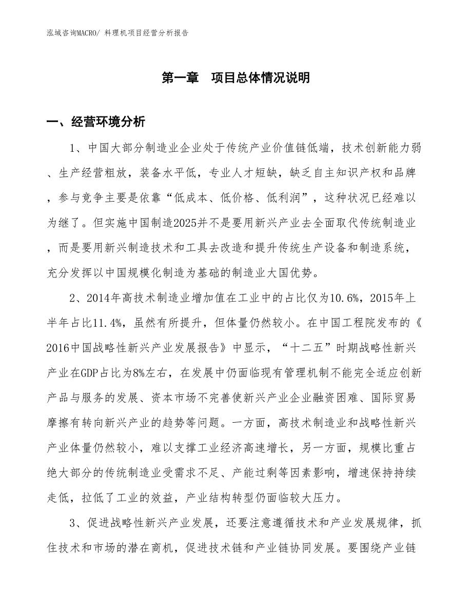 料理机项目经营分析报告_第1页