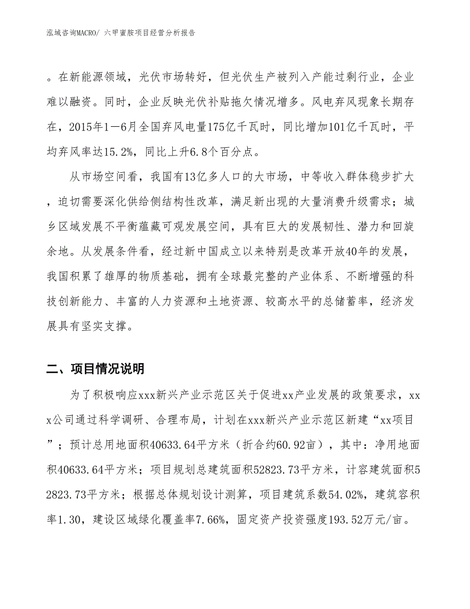 六甲蜜胺项目经营分析报告_第2页