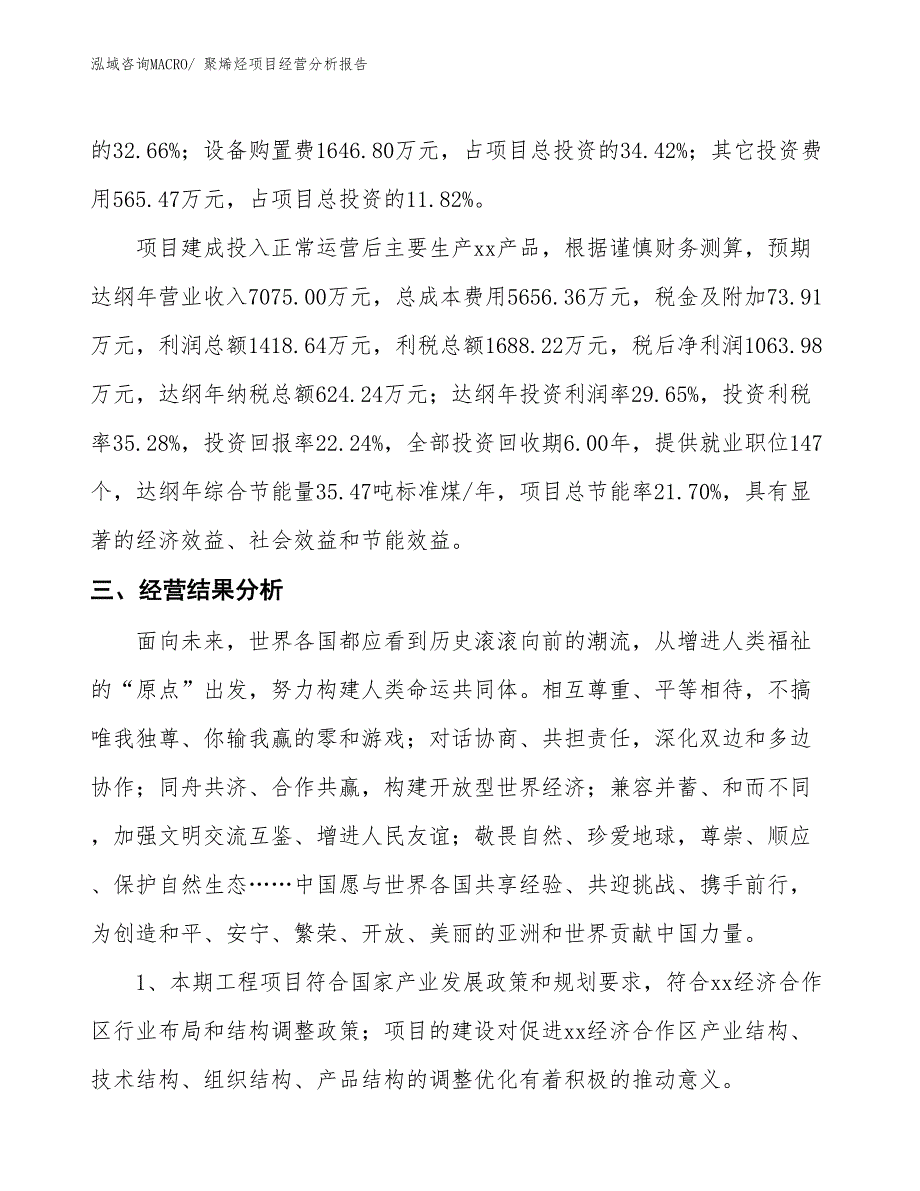 聚烯烃项目经营分析报告_第4页