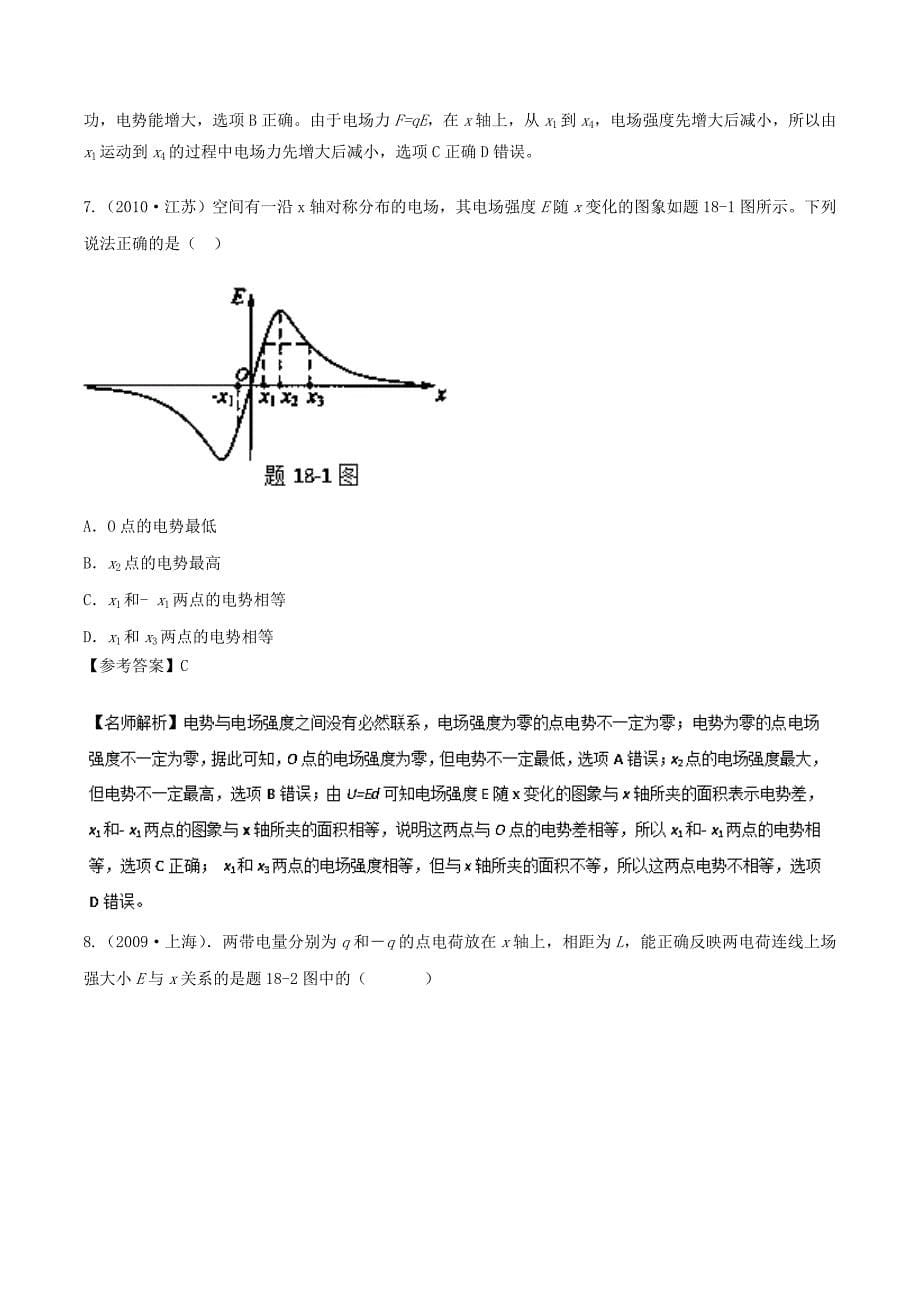 2018年高考物理二轮复习100考点千题精练第七章静电场专题7.4场强图象_第5页